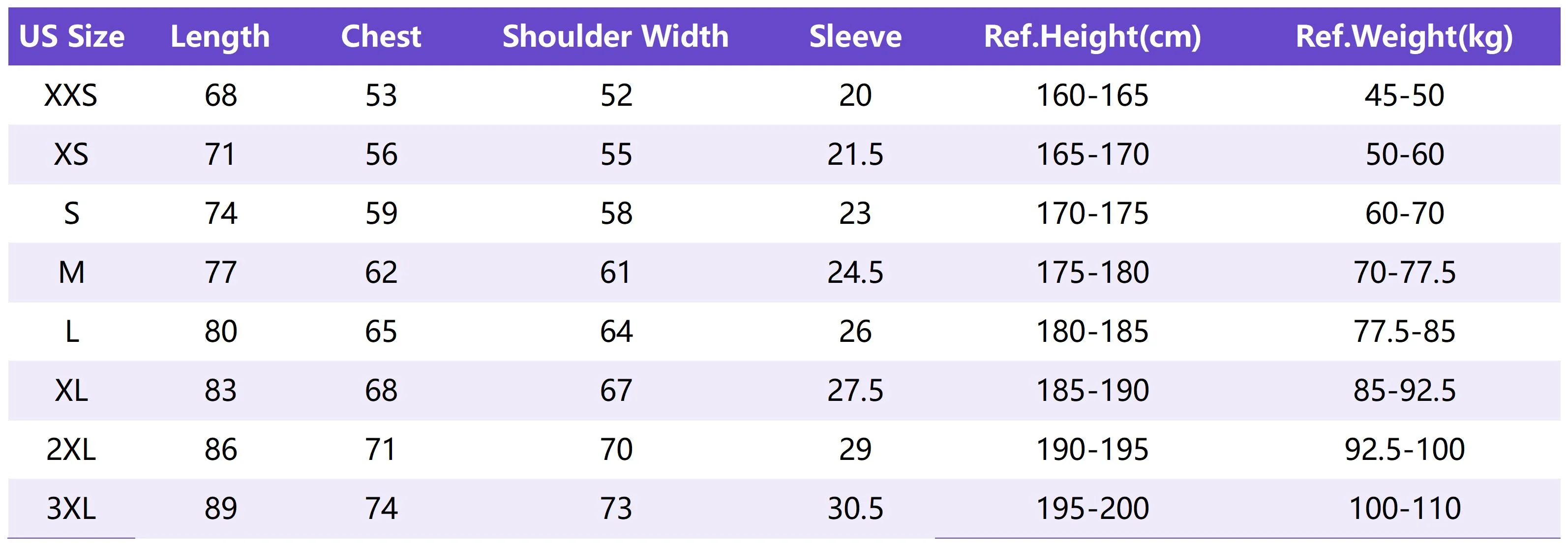 Lu T004 Sizing Chart